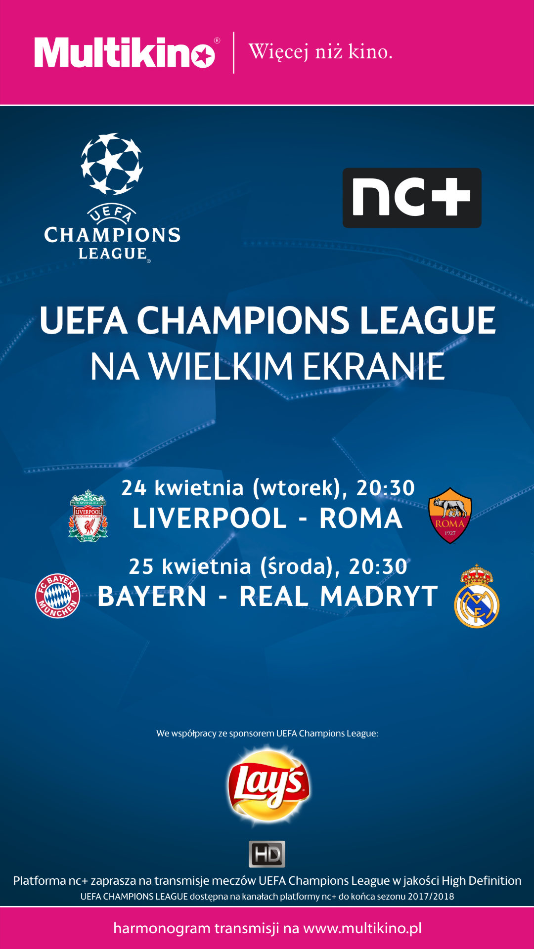 Coraz bliżej finału, czyli półfinałowe mecze Ligi Mistrzów UEFA w Multikinie!